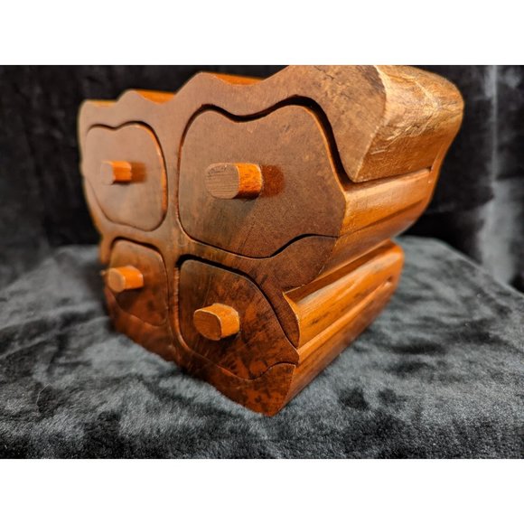 Handcrafted Wooden Mahogany Jewelry Trinket Box Barbados Williams Legacy - Picture 2 of 10